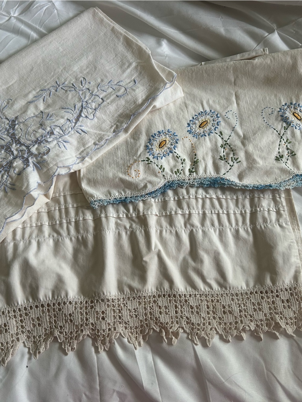 Three Vintage Pillow Cases